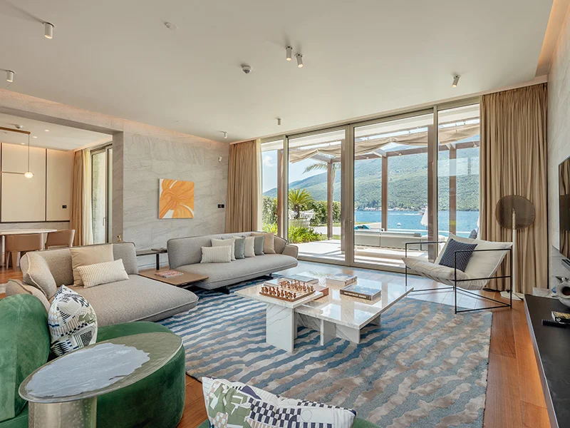 Beautifully designed dining room overlooking Boka Bay