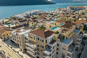 Drone view from Portonovi Village Residences with Seaview